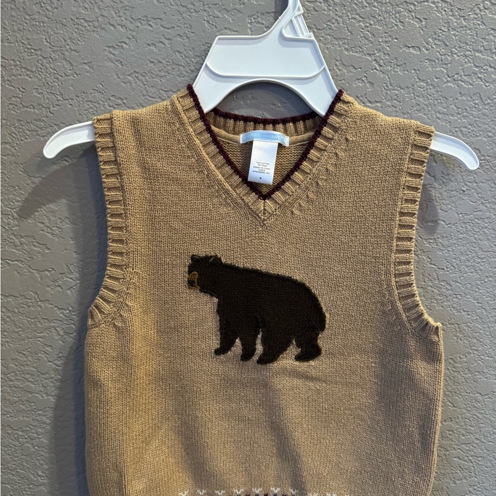 Janie and Jack Beige Bear Sweater Vest